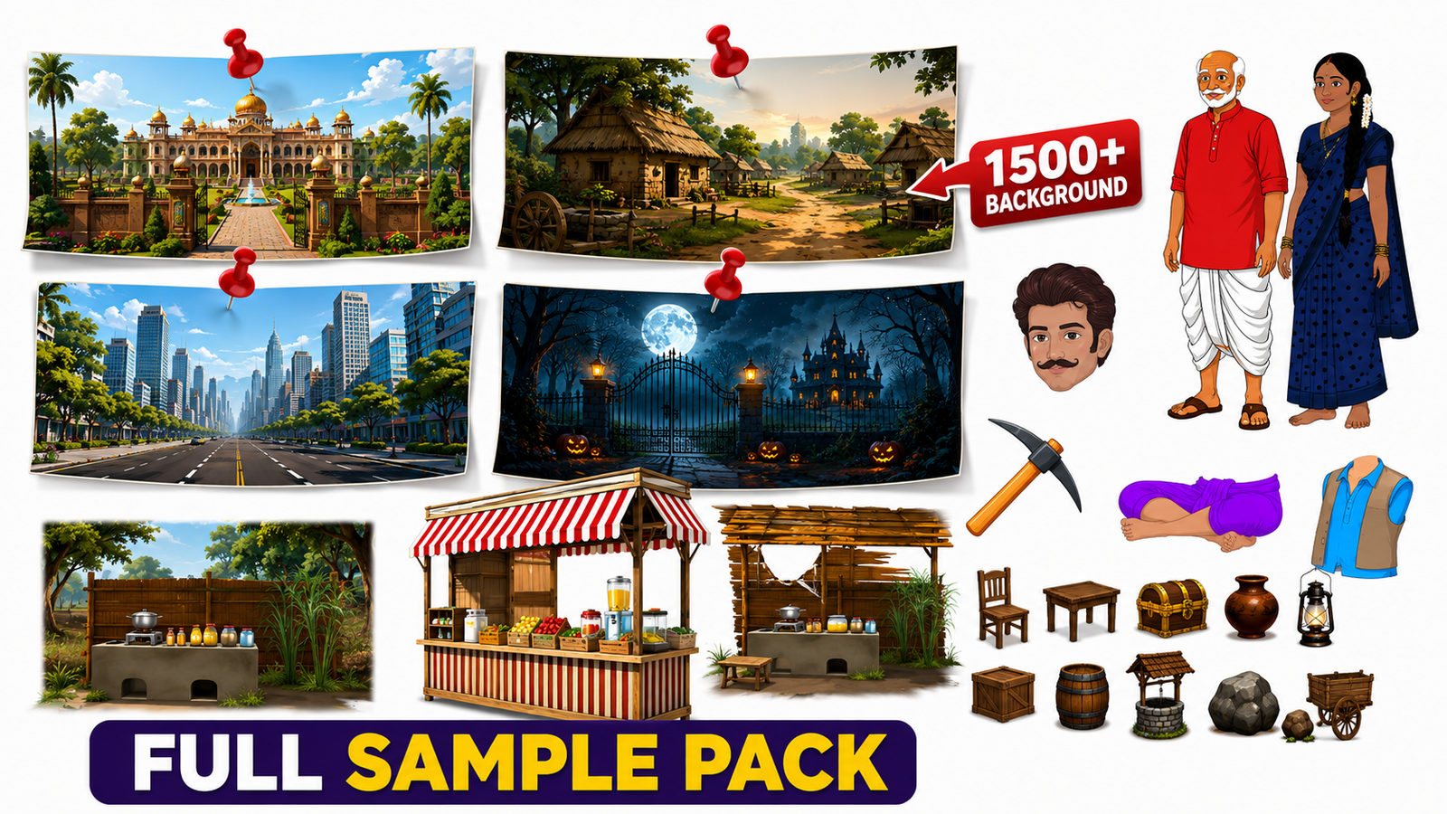 file_000000008104820b97c155a159e8bca0 FULL Sample Pack (1.5K+BG & PNG,Characters Props) - Image 1